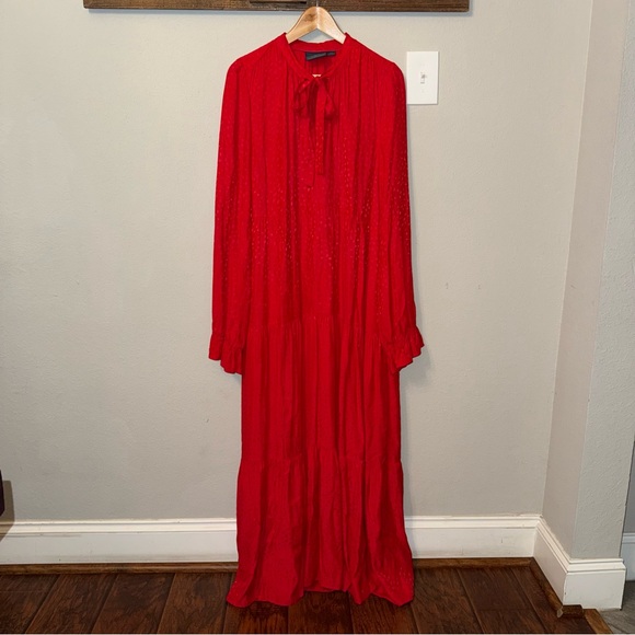 Maeve By Anthropologie Wendy tiered long sleeves boho maxi dress red Size XL - Picture 5 of 15